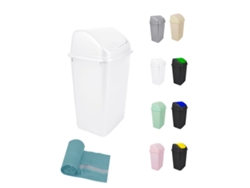 Cubo de basura con tapa giratoria de 30/50 litros ideal para el hogar y la oficina blanco 50 L Bolsas Garden202
