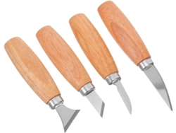 Juego de 4 cuchillos de acero inoxidable para tallar madera Topbathy con mangos y empuñaduras ergonómicas.