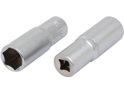 Vaso hexagonal de 12 mm con accionamiento cuadrado de 1/4", acabado plateado CHABERLU