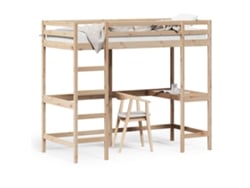 Cama Alta Con Escritorio 100x200 Cm Madera Maciza De Pino Dkd Home Decor