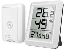 Termómetro interior/exterior, termómetro higrómetro con sensor externo, termómetro de ambiente, radio. GOKOCO