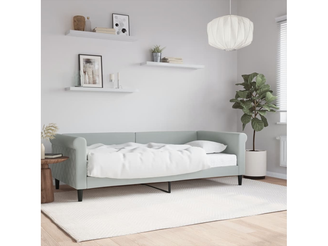Sofá Cama Con Colchón Terciopelo Gris Claro 90x200 Cm