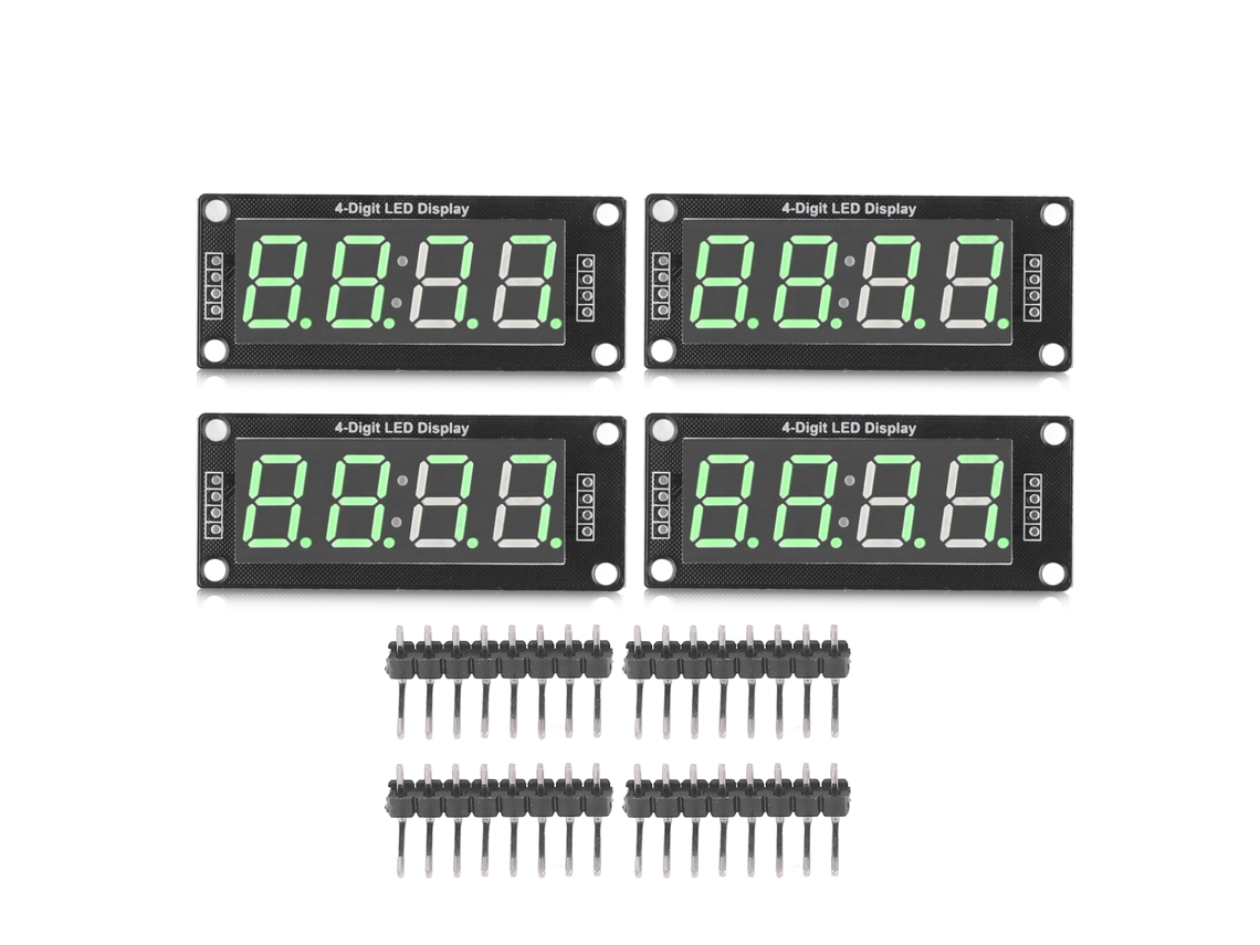 4 Set Módulo De Pantalla Led De 4 Dígitos Tubo Digital 7 Segmentos Reloj Tm1637 0.56in Verde Mra041a