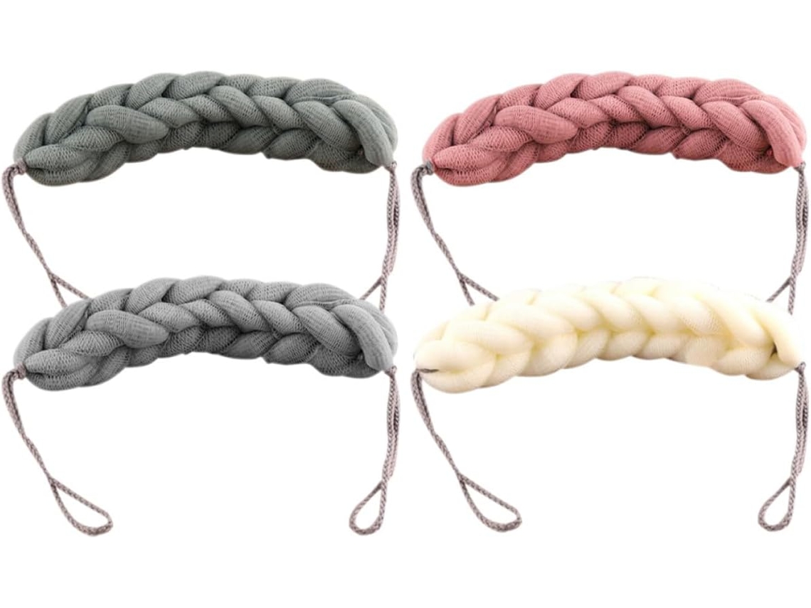 Juego de 4 prácticas bolas exfoliantes en color gris. CHABERLU