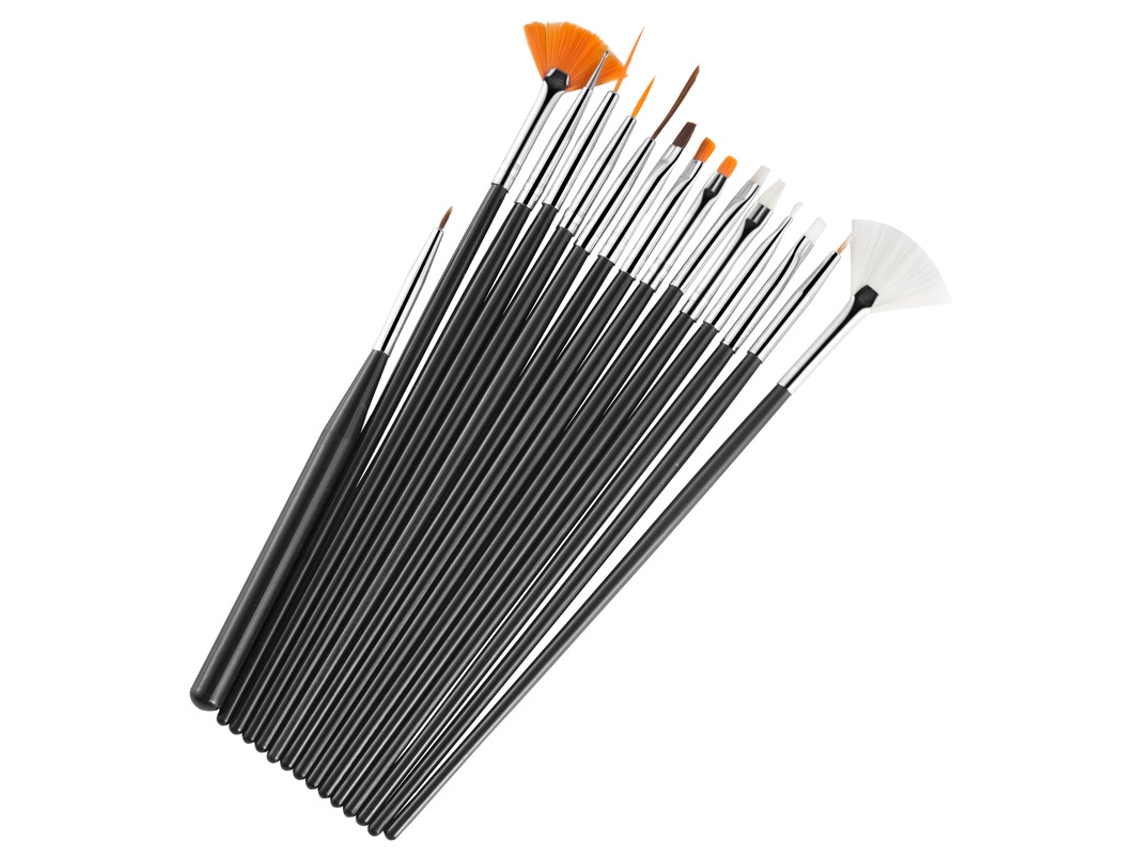 Juego de 15 bolígrafos para decoración de uñas, que incluye pinceles para delineador de ojos y herramientas para aplicar diamantes de imitación. Lápiz negro.