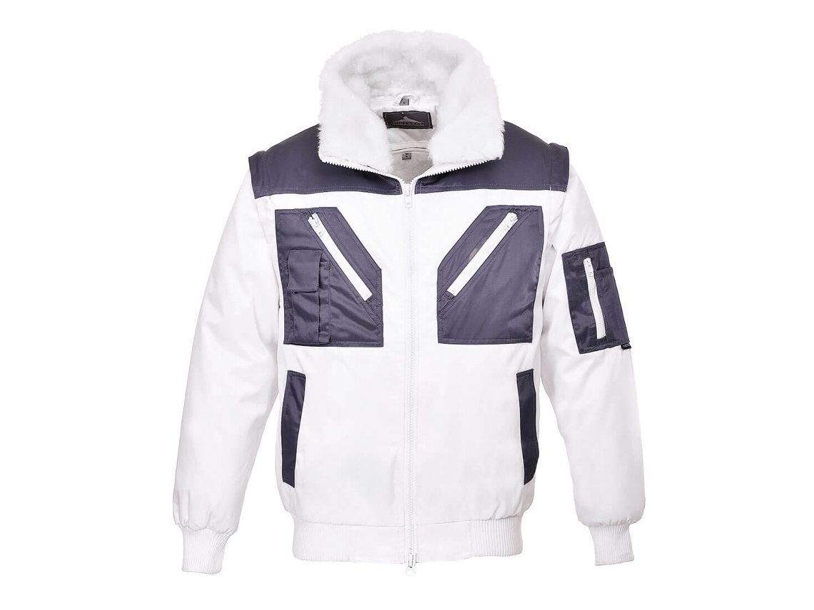 Cazadora Pilot Bicolor: Desmontable, Impermeable Y Calido. Blanco / 4xl