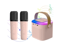 Máquina de karaoke para niños y adultos, mini altavoz Bluetooth para cantar con 2 micrófonos inalámbricos y 7 luces de colores.