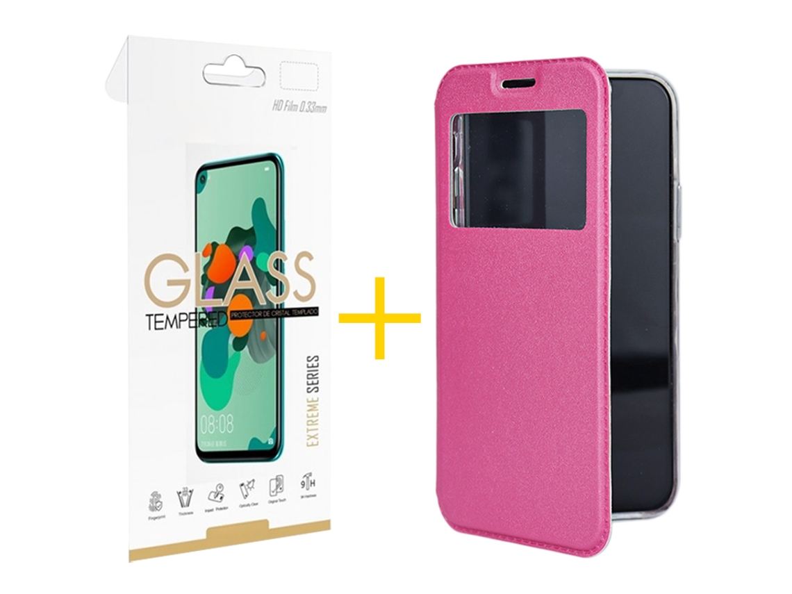 Pack 1 X Película de Vidrio Templado 2.5D Funda SKYHE por Samsung Galaxy A32 5G Flip Cover Gandy Rosa SKYHE