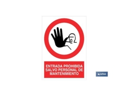 Señal poliestireno 297x210mm. entrada prohibida salvo personal de mantenimiento