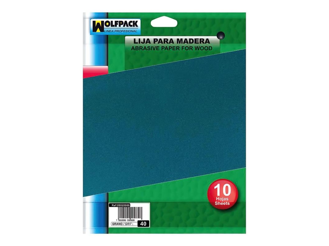 Lija Madera Grano 150 (Pack 10 pliegos) WOLFPACK LINEA PROFESIONAL