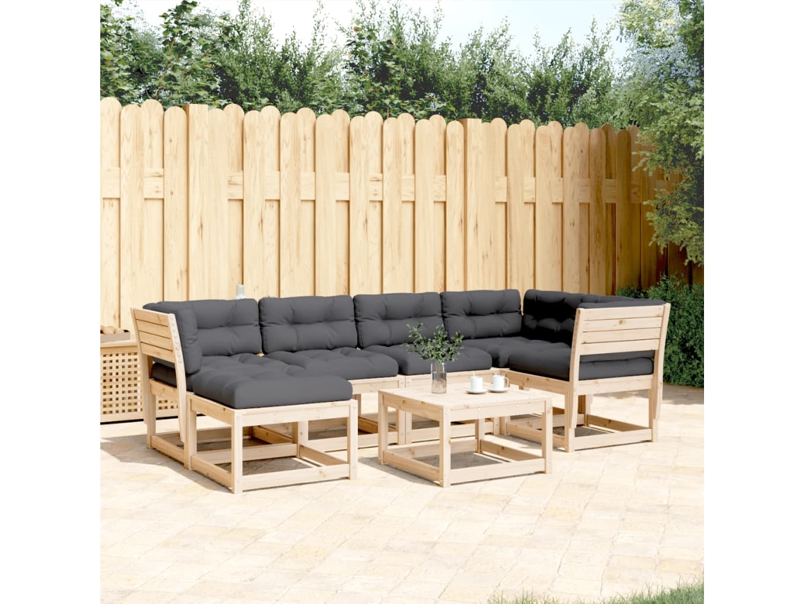 Conjunto de sofás de jardín de 6 piezas DKD Home Decor con cojines de pino macizo