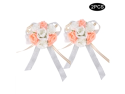 2 hermosas flores de satén para madrina, pulsera decorativa (blanco, rojo y rosa)