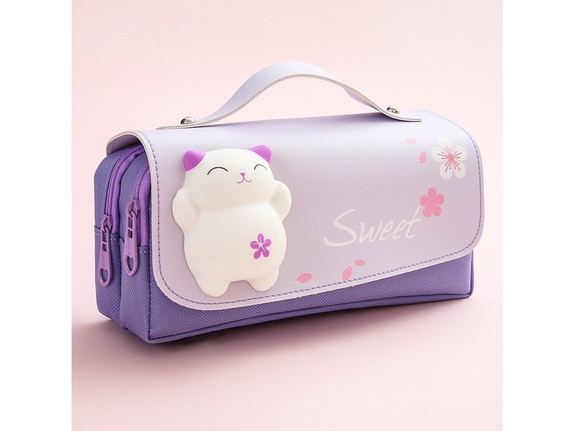 Estuche Para Lápices 3d (versión Morada 1), Unisex, Impermeable, De Cuero, Antiestrés.