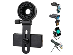 Adaptador de teléfono para telescopio, soporte universal para teléfono celular compatible con binoculares, monoculares, microscopios, telescopios y telescopios.