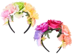 Diadema Artificial Rosa De 2 Piezas, Diadema De Disfraz, Bonito Accesorio Para La Cabeza