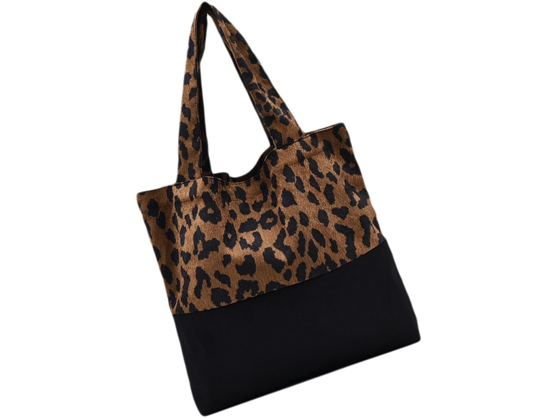 Bolso Bandolera Retro Con Estampado De Leopardo Para Mujer De Ciieeo, Lona Y Felpa De Gran Capacidad, Paquete