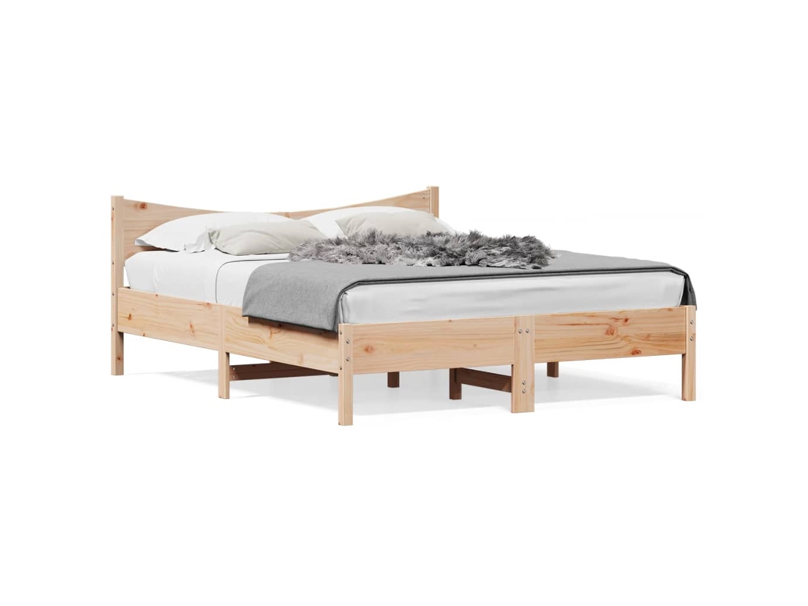 Maison Exclusive - Estructura De Cama Sin Colchón Madera De Pino Blanco 150x200 Cm