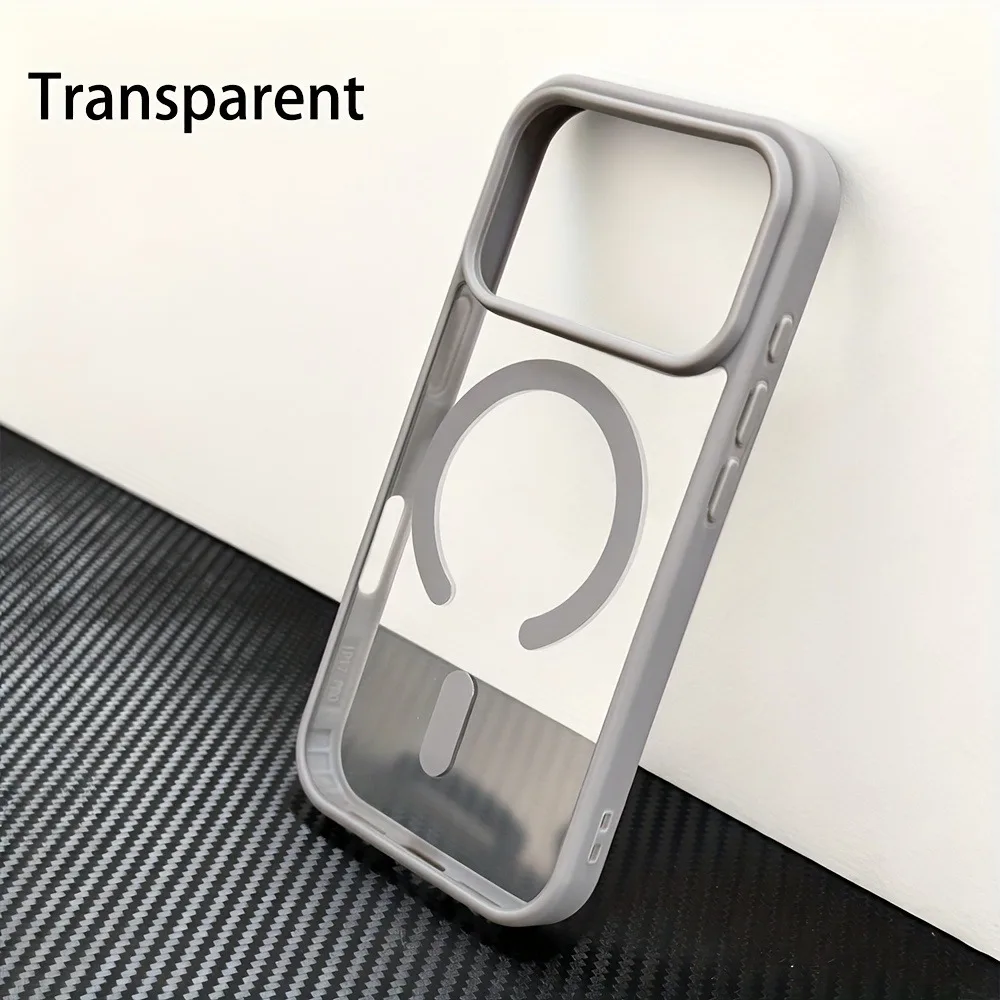 (iphone 14 Gris) Funda Magnética Transparente Magsafe Para Iphone, Compatible Con Carga Inalámbrica.