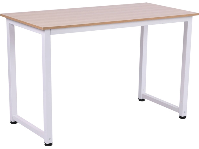 Homcom Mesa De ordenador escritorio para hogar con pies ajustable 120x60x76cm robleblanco 836121wt blanco mdf oficina mobiliario simple carga 100kg marco