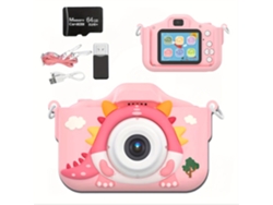 Cámara infantil Digitallab Dinosaur de 48 MP con doble cámara y grabación de vídeo HD de 1080p, 64 GB, color rosa