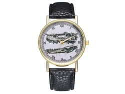 Reloj De Pulsera Zhoulianfa Quartz Con Correa De Piel Sintética, Estampado De Dinosaurios, Unisex, Negro.