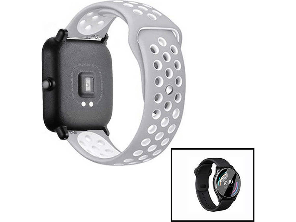 Correa SportyStyle + Protector de Hydrogel PHONECARE para Amazfit Bip S Gris, Blanco