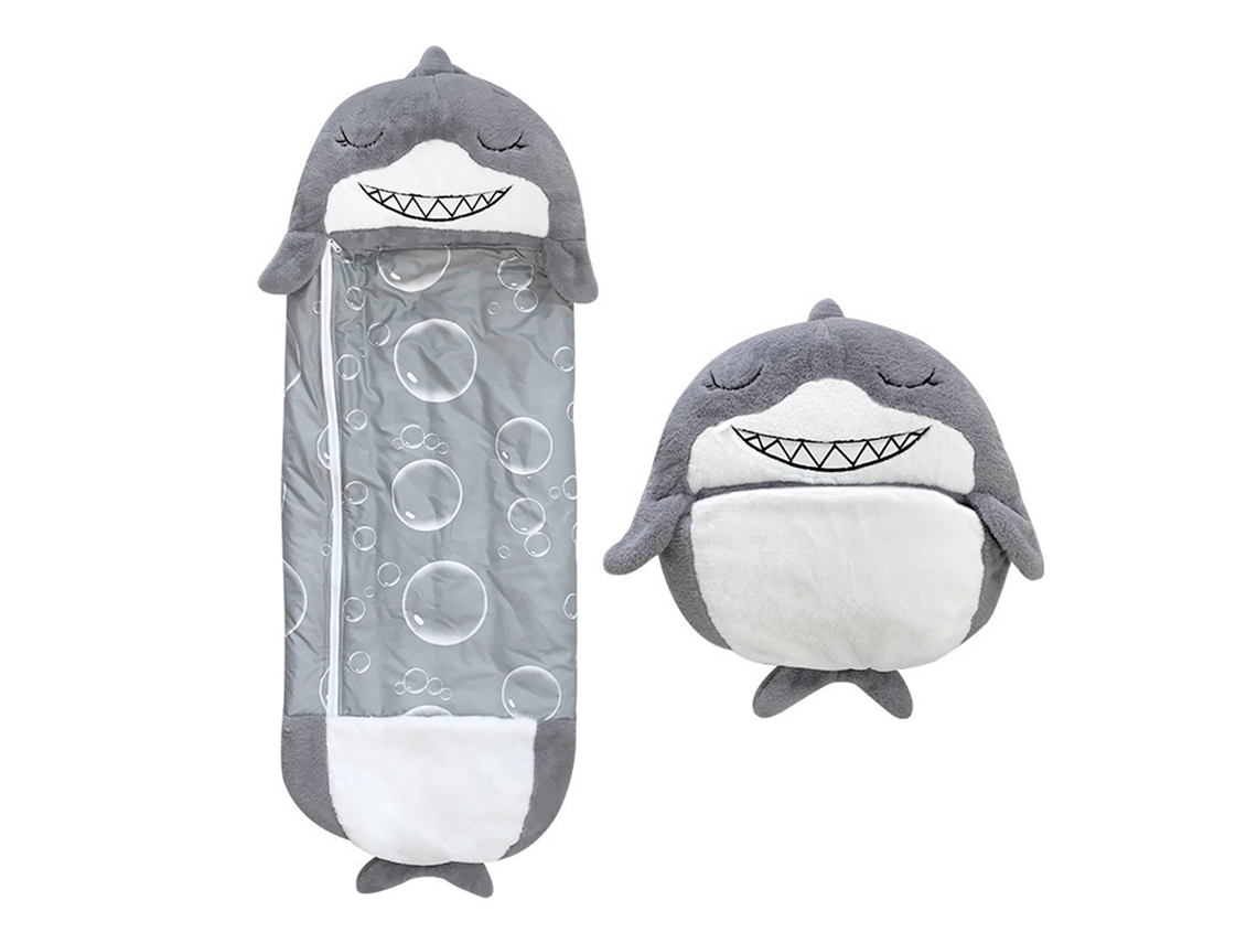Saco De Dormir Convertible En Almohada, Para Niños, Tiburón. Tacto Peluche. Pequeño / S 135x50cm.