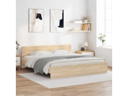 Cama De Matrimonio | Cama Para Adultos | Estructura De Cama Con Cabecero Roble Sonoma 160x200 Cm