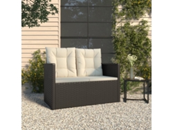 Banco de jardín con cojines, 105 cm, mimbre negro, PE, Dkd Home Decor