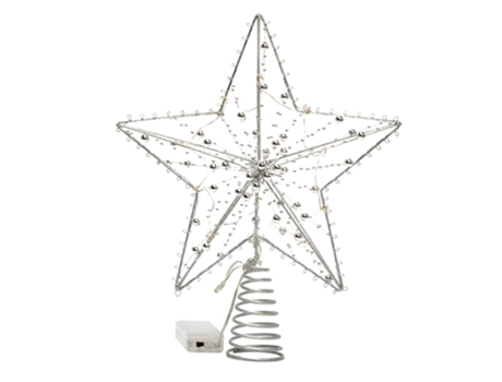 Adorno de Navidad Luminoso Estrella Superior Del Cinco Puntas Árbol Decoración Luz Hierro Gris