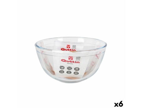 Bol para Mezclar QUTTIN Vidrio ø 21,2 x 11,2 cm (6 Unidades)