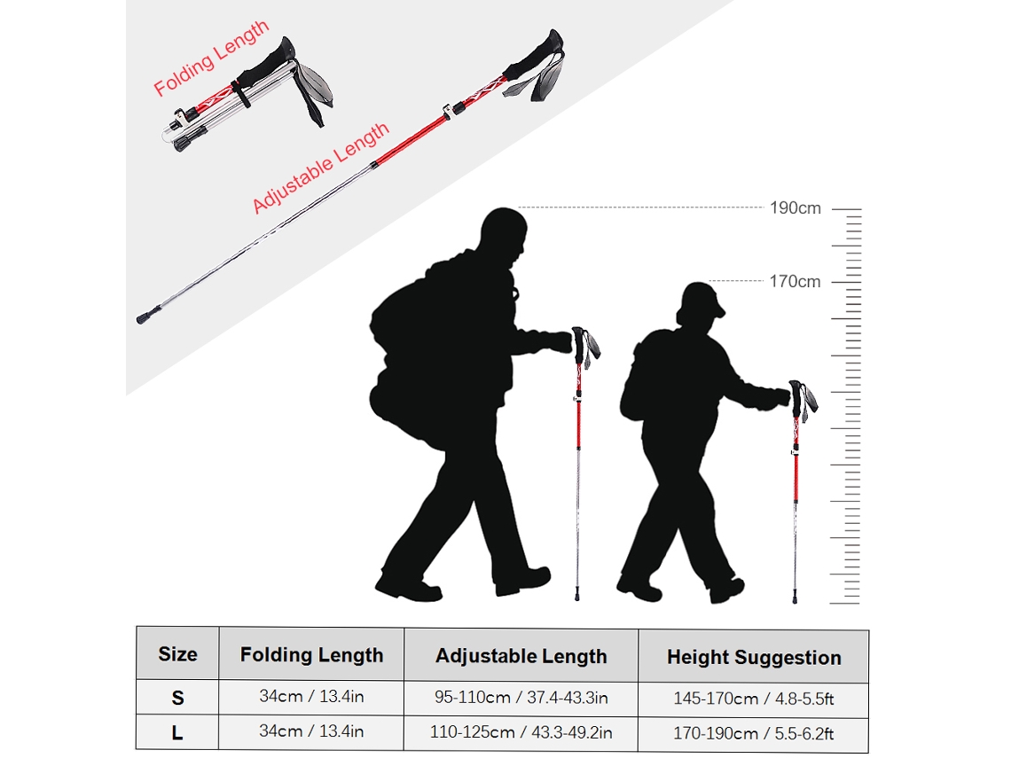 Juego De 2 Bastones De Trekking Plegables, Ligeros Y Ajustables Para Senderismo, Acampada, Escalada Y Viajes.