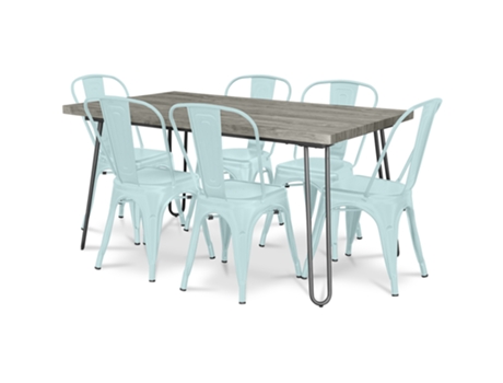Pack Mesa Comedor Diseño Industrial 150Cm Pack 6 Sillas Comedor Diseño Industrial Hairpin Stylix TOLIX STYLE