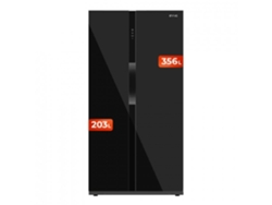 Frigorífico Americano Evvo F90b Glass, 352 L + 198 L, Total No Frost, Puerta Cristal Negro