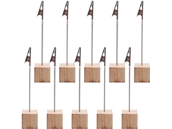 Juego De 25 Portanotas Cuadrados De Madera Con Base Y Pinzas De Cocodrilo.