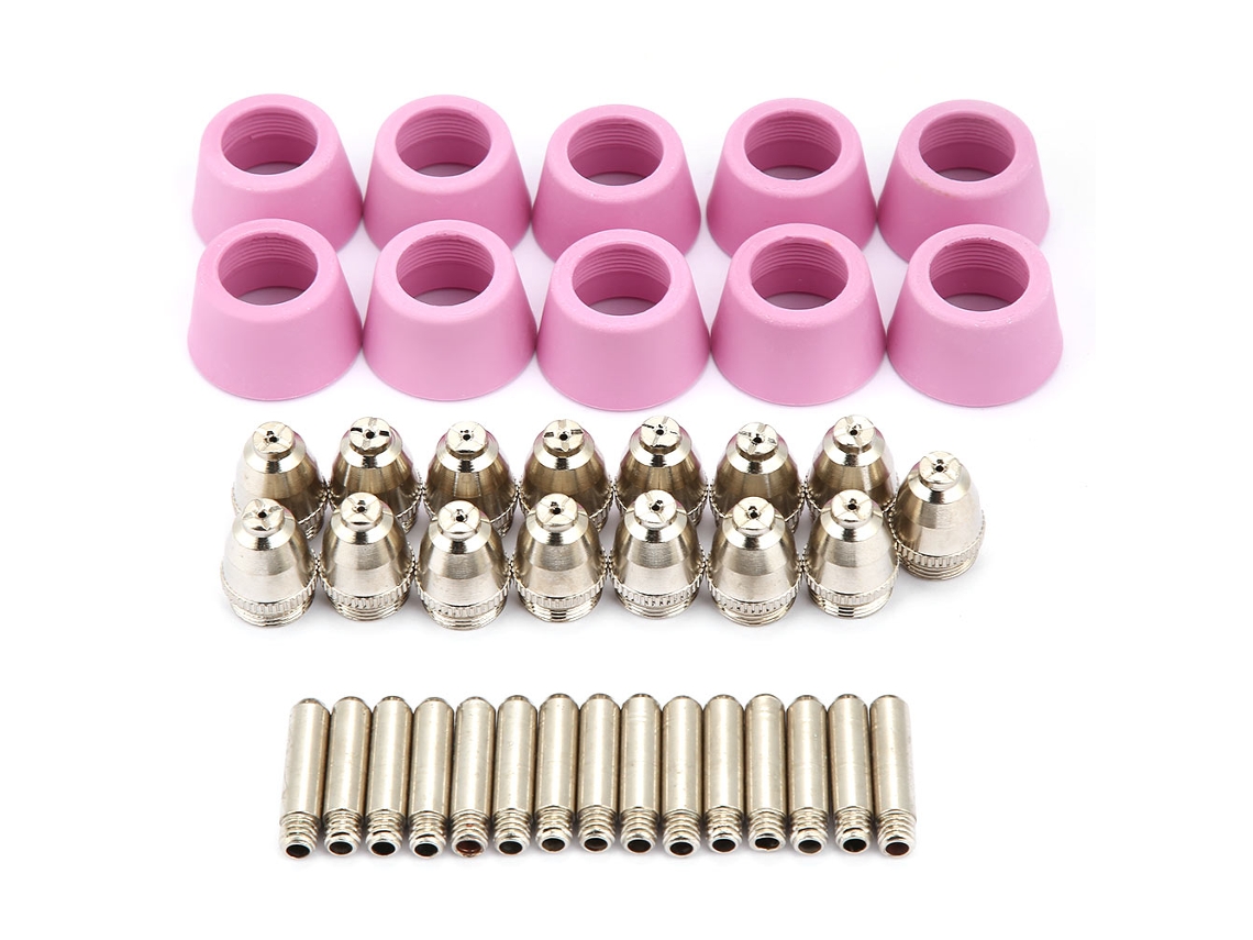 Kit De Consumibles Para Jeringa De Corte Por Plasma Ag60 Sg55 Con 40 Piezas: Electrodos, Boquillas Y Copas De Cerámica.