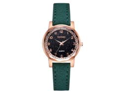 Reloj De Pulsera De Aleación De Poliuretano Para Mujer, Moderno, Sencillo, Elegante, Con Decoración Verde.