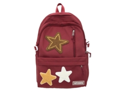 Mochila escolar de diseño moderno estilo años 2000 con múltiples compartimentos, fabricada en nailon, ligera e ideal para libros, ordenadores portátiles y mucho más. Roja.
