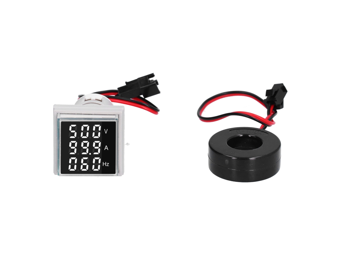Lámpara Indicadora Led Digital Cuadrada Con 3 Pantallas, Señal, 60-500v Ca 0-100a St17vah Blanca