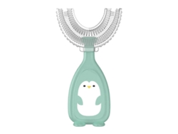 Cepillo de dientes manual infantil con diseño de pingüino, forma de U, rotación de 360 ​​grados, mordedor de silicona suave para la higiene bucal. GOKOCO