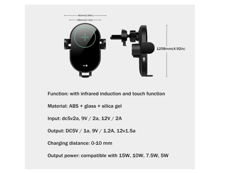 Cargador Inalámbrico Sujeción Carga Ventilación Automóvil Teléfono Usb BISBISOUS Negro