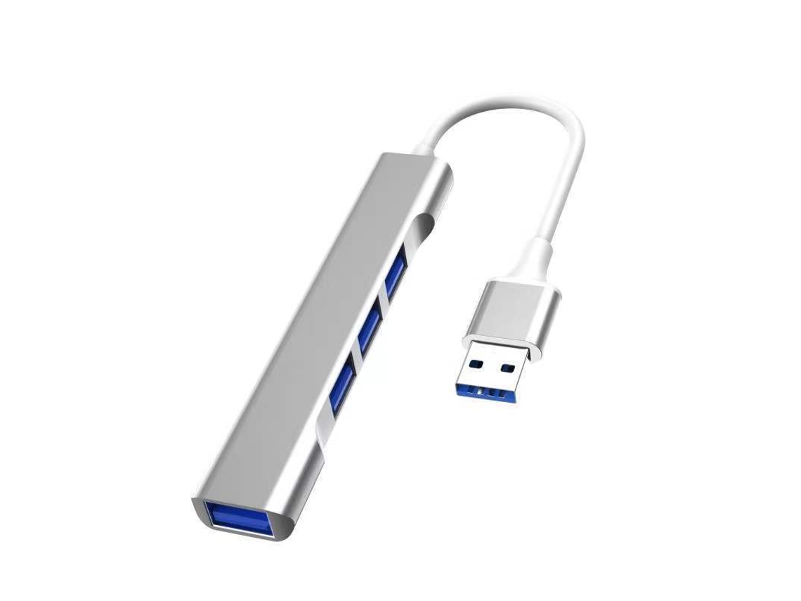 Concentrador de expansión USB 3.0, lector de tarjetas 4 en 1, USB a 4 USB, gris Chennnls