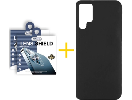 Carcasa + 2 Protectores de Cámara para Samsung Galaxy S22 Ultra 5G ACCETEL Negro
