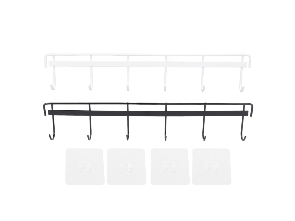 2 Percheros De Pared De Acero Inoxidable 304 Con 6 Ganchos Para Abrigos, Toallas Y Sombreros, Color Blanco Y Negro.