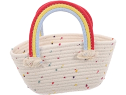 Bolso De Playa Portátil Con Asa Trenzada De Arcoíris Para Mujer.