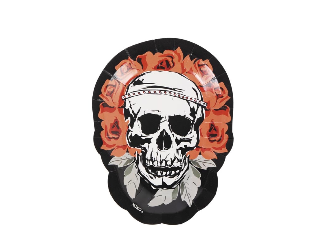 Pack de 6 Platos Calavera de papel de 16x21 cm