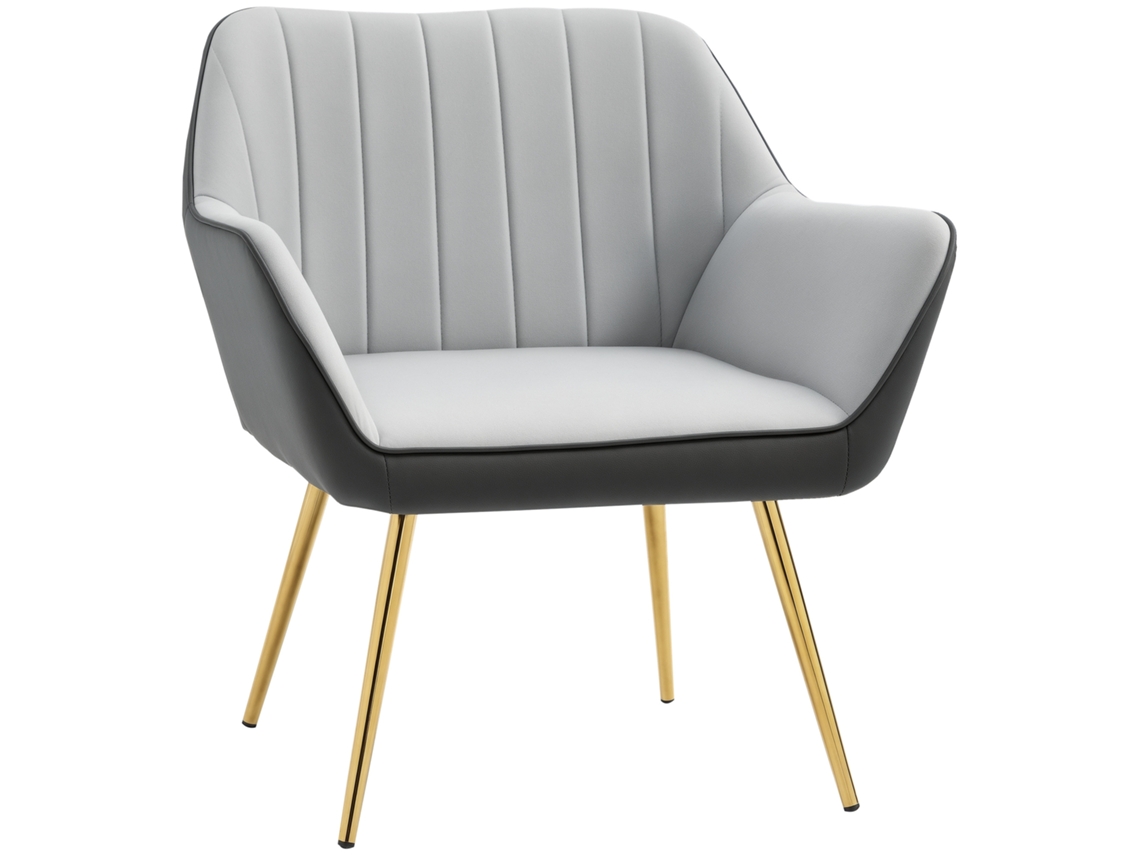 Sillón de salón tapizado en piel sintética y terciopelo con reposabrazos | PMM CAPITALI