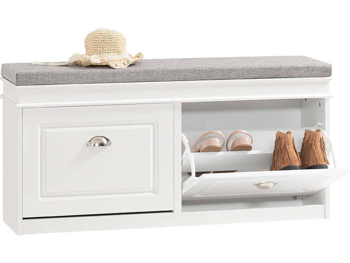 Banco Armario de Zapatos SOBUY Blanco (104x24x52cm)