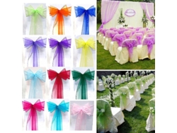 Correas de organza para sillas con lazos de cinta de tul para bodas y festivales Jb5 2