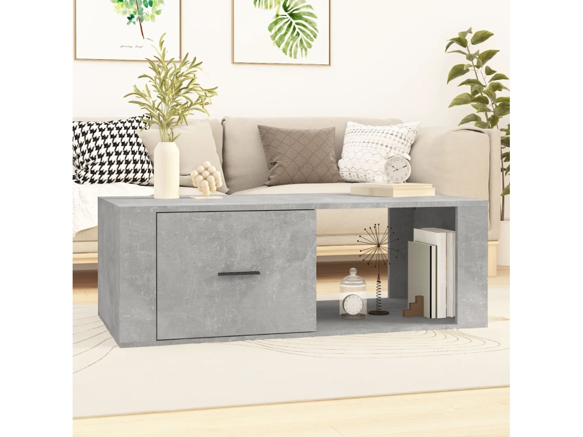 Mesa de Centro Apoyo 100X50,5X35 cm Derivados Madera Gris Cemento